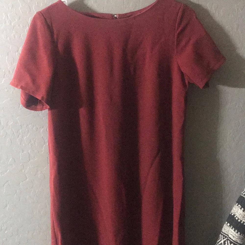 wine colored knee length dress